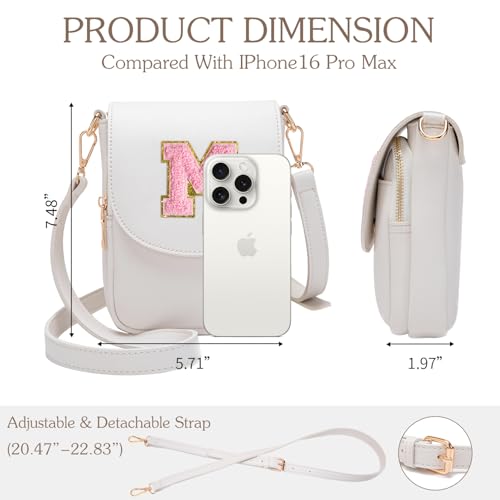 Image of Viverte Crossbody Purse for Teen Girls Small Initial Cell Phone Toddler Purse Leather Triple Compartment Crossbody Bags