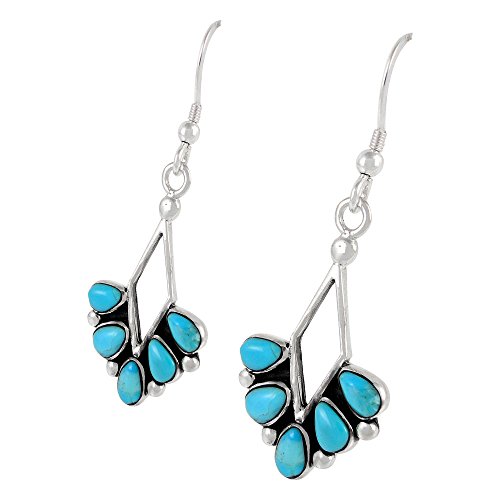 Turquoise Earrings 925 Sterling Silver & Genuine Gemstones (Choose Color) (Turquoise)2