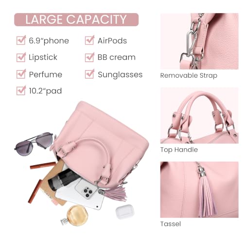 Image of HESHE Womens Genuine Leather Purse Satchel Tote Bags Ladies Real Leather Bags Crossbody Handbags