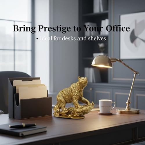 Estatua de oso dorado 7.5in para decoración de hogar miniatura 4