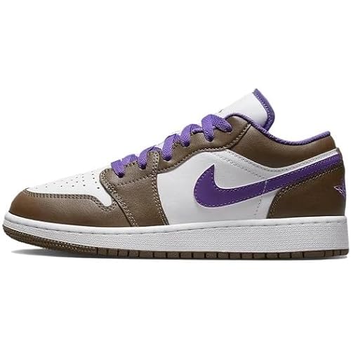 Jordan Nike Juniors Air 1 Low (GS), Palomino/Wild Berry-White, Size 7 Big Kid
