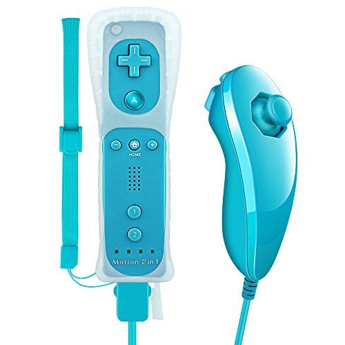 Lavuky WR02 Wii Remote Plus and Nunchuck Controller with Silicone Case and Wrist Strap -Light Blue(3rd-Party Product)