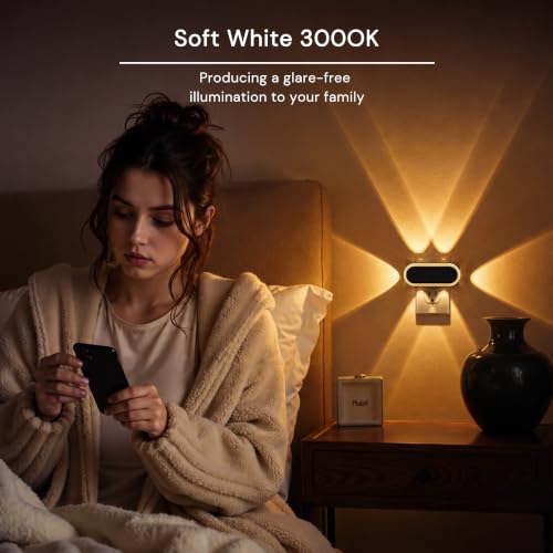 Image of L LOHAS LED Night Lights Plug into Wall 4-Pack, Dusk to Dawn | Plug in Night Light with 180 Rotatable Plug, 3000K Soft White, Dimmable Nightlight for Bathroom Hallway