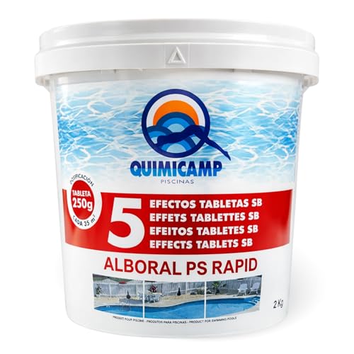 Cloro 5 Acciones, Recuperador Agua Piscina deteriorada, Tratamiento Inicial de la Piscina, Tabletas Multifuncion de 250 grs, Fabricado en España, Forma del Producto Granular, Contiene 5 Kg