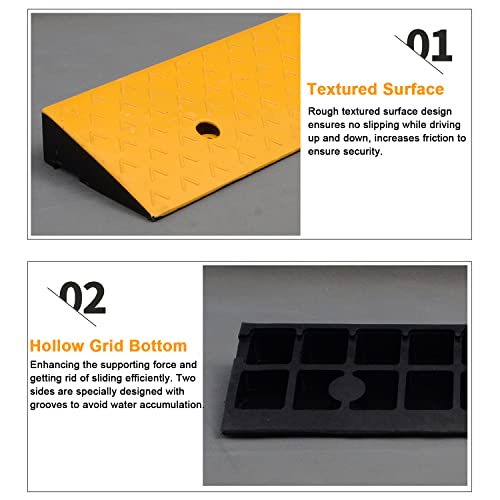 Mopam 2Pcs Rubber Curb Ramp 2'' Rise Heavy Duty Driveway Ramps For Sidewalk Threshold Ramp For Loading Dock Sidewalk Car Scooter Bike Motorcycle, 39'' (L) X 10'' (W) X 2'' (H) #TOP2