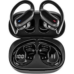Auriculares inalámbricos Bluetooth 5.4, auriculares estéreo inalámbricos con IPX7 impermeable, cancelación de ruido, carga rápida, ajuste cómodo para entrenamientos, deportes, viajes (negro)