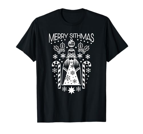 T-shirt Star Wars Darth Vader blanc Merry Sithmas coton col rond
