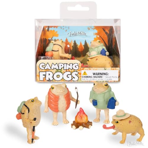 Archie McPhee Mini Camping Frog Vinyl Novelty Toy Set of 4