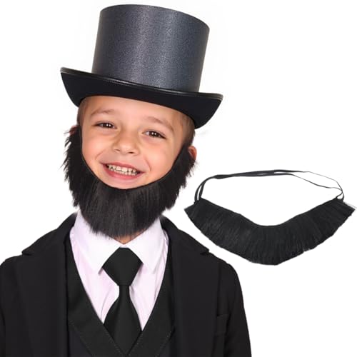 Honcloud Black Fake Beard for Halloween Parties Presidents Day Costumes Cosplay(Black)