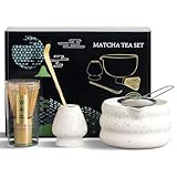 Matcha Set, 5 Stück Matcha Tea Set, Matcha Besen Set, Matcha Kit Mit Matcha-Schale, Matcha-Bambusbesen, Matcha-Besenständer, Sieb, Chasen, Geschenkset für die Traditionelle Matcha