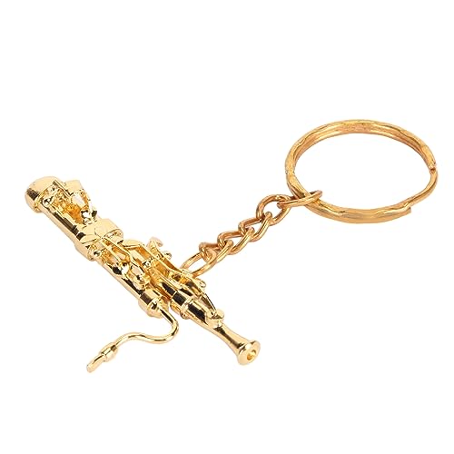Llavero de fagot dorado en miniatura con diseño detallado de instrumento musical 7