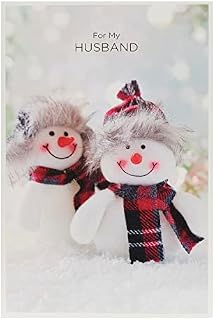 Husband Christmas Card with Envelope - Cute, Design with Snowman Couple