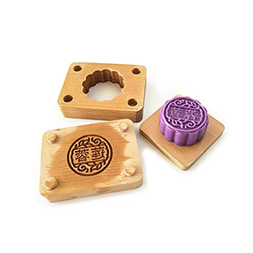 SHYYOULQE Molde de madera de doble capa para hornear pasteles hecho a mano jabón galleta decoración sello