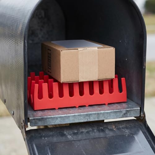 COLLBATH Mailbox Interior Liner Silicone Waterproof Mailbox Tray Insert with Elevated Anti-Slip Design for Outdoor Letter Protection, Rectangular 7\'\' X4.2\'\' Red