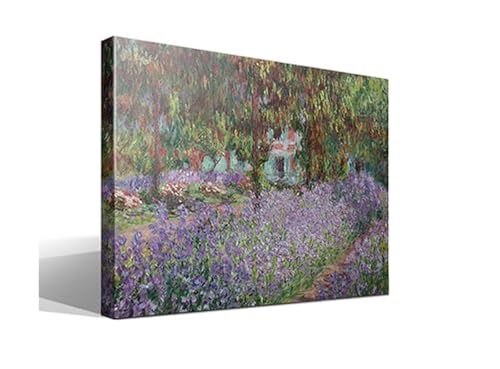 cuadrosfamosos.es | Cuadro | Canvas | Wall Art | Lirios en Jardín de Monet de Oscar Claude Monet | Impresión Giclée sobre lienzo de algodón 100% | Bastidor de 3cm | 55x75cm