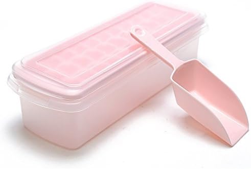 VertHome Ice Cube Tray with Removable Cover & Ice Scoop, Ice Cube Mold Box