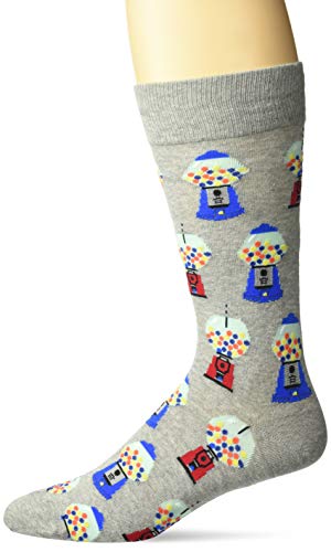 Hot Sox Men s Food and Booze Novelty Fashion Casual Socks, Gumballs (Grey Heather), Shoe Size: 6-12