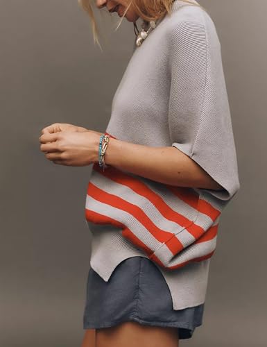 Womens Oversized Crewneck Cropped Sweaters Batwing Sleeve Loose Fit Casual Top Knit Pullover Tops2