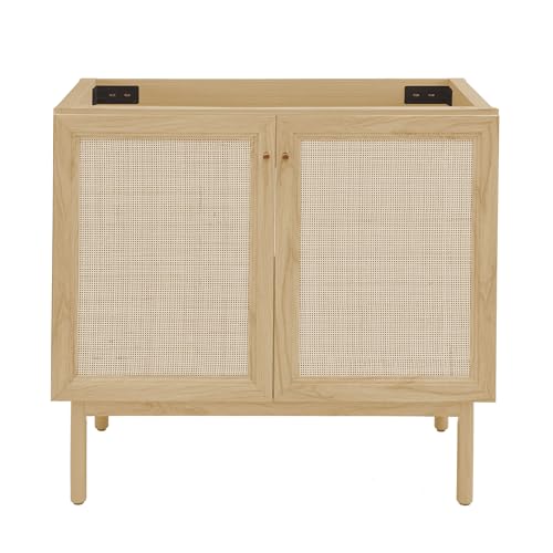 Image of Classe 36 inch Freestanding Bathroom Vanity Cabinet Without Top in Natural Oak