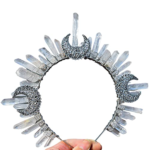Couronne de sorcière en quartz brut pour festival et soirée à thème