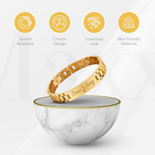 Matte Black Stainless Steel Cuban Link Bracelet - Adjustable with 'Jesus is King' Engraving faith based 1/2 Inch Wide, Includes Mini Tool3