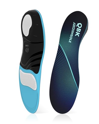 QBK インソール 足底筋膜炎、扁平足用 アーチサポート 中敷き ゲルかかとクッション 立ち仕事 足疲れない 男性、女性用 サイズ調整 中敷 Lサイズ