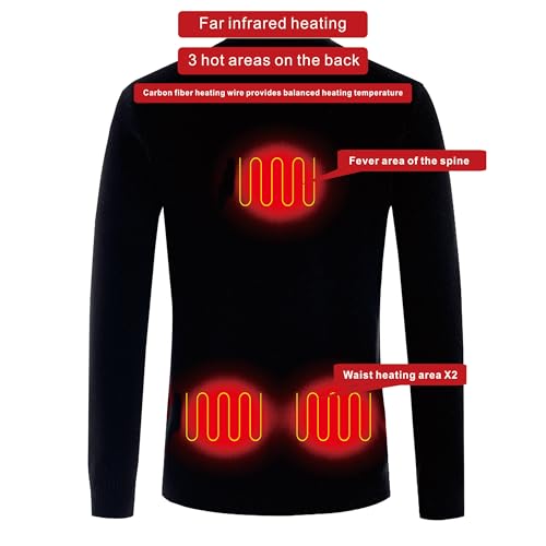 Winter Body Heating Tops Knitted Warm Underwear Electric Warmer Heated Apparel Thermal Pullover Sweater ​for Men Women Black3