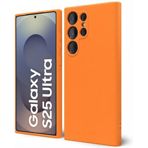 Image of DIZORO Microfiber Candy Compatible for Samsung S25 Ultra 5g Smooth Touch Cushion Liquid Soft Silicone Gel Rubber Phone Cases Non-Slip Full Body Protective Shockproof Back Cover(Orange)