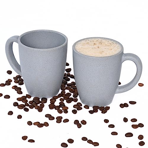 Eha Set of 2 Earth-Friendly Classic Coffee Mug | 10 oz | Made with Rice Husk & Bamboo Fibers | Microwave Safe | for Hot & Cold Coffee, Milk & Tea Cup | Matte Finish Mugs (Pack of 2,Azure)