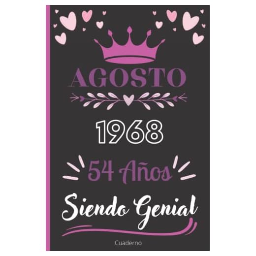 Cuaderno, Agosto 1968, 54 Años Siendo Genial: Cuaderno de cumpleaños para ella, regalo de cumpleaños único de 54 años para niñas, hija, amiga,Mujer y Madre nacido en Agosto, cuaderno de cumpleaños.