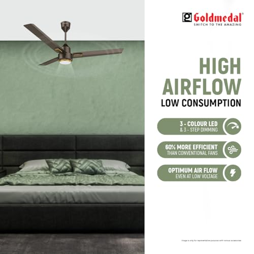 Image of Goldmedal Opus Aura Lux BLDC Ceiling Fan 1200mm With Remote|High Speed | Fans for Living Room,Home | 3-Colour Led | Magna Matt