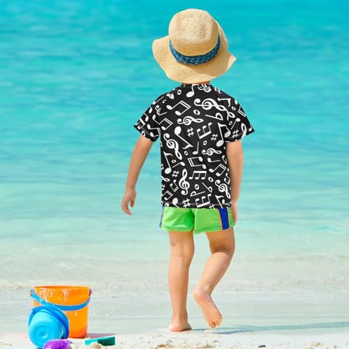 Aflyko Fun Kid Rashguard Shirt Black White Music Note Boys Girls Swimsuit Top 5