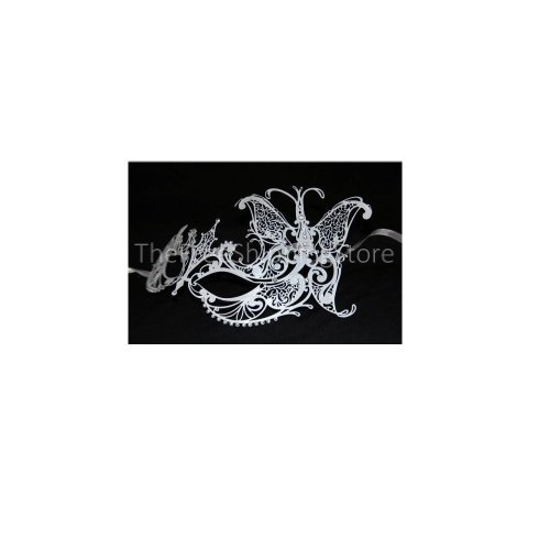 Black Sexy Metal Laser Cut Venetian Masquerade Mask w/ Rhinestones