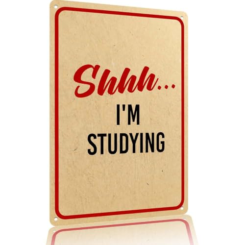 Aluminum 8X12in Quiet Study Door Sign Rustic Kraft Paper Style Decorative Plaque for Home Office Dorm Library Classroom Distraction Free Workspace Notice Board Wall Mo