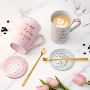 Maustic abuela abuelo gifts in spanish la mejor abuela and abuelo coffee mugs worlds best grandma grandpa coffee mugs grandparents gifts on christmas mothers day fathers day 14 oz with gift box  urban country home decor