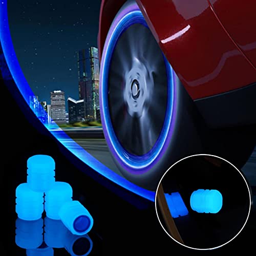 dhaikkkd 8 Tapas de válvula para Marcador de neumático Universal Luminosas Tapas de válvula de neumático Que Brillan en la Oscuridad para Coche Motocicleta Bicicleta (Azul) Cover