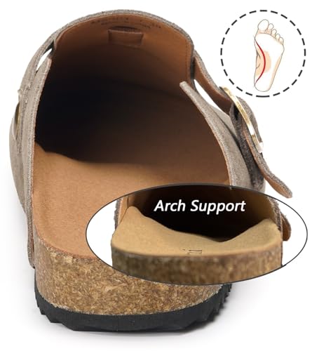 womens suede clogs mens genuine leather mules cork footbed sandals with arch support