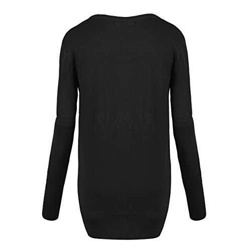 Urban CoCo Women's Long Sleeve Button Down Basic Cardigan Sweater (L, Black)