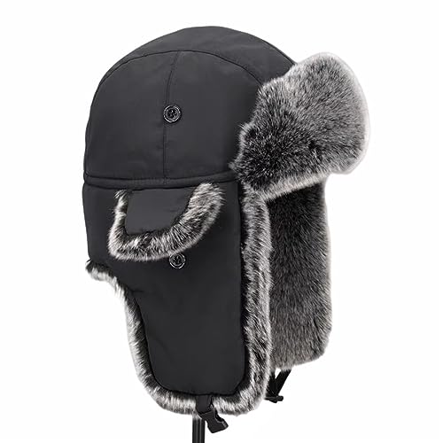 Image of Hat Men and Women Winter Skiing Cap Warm Faux Fur Hunting Trapper Hat