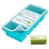 Picture of 1-Cup Silicone Freezing Tray With Lid -Soup Cube Freezer Tray- Large Ice Cube Tray- 4Individual Compartments With Portion Scales- Storage For Broth, Sauces & Liquid Meal Prep - Oven & Dishwasher- Safe