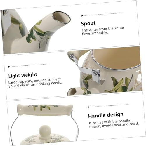 Bouilloire à thé sifflante en émail au décor floral pour plaque de cuisson - 3