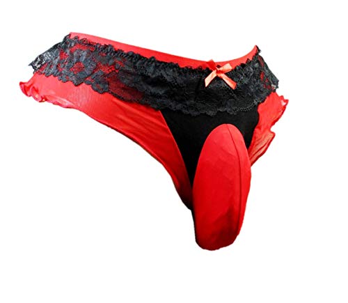 aishani sissy pouch underwear men's briefs men lace bikini underpants hot underwear for men -3XL Hot red