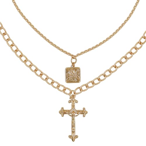 RonFoxi Gold Necklace for Women & Y Shape Adjustable Layered Pendant Drop Necklaces