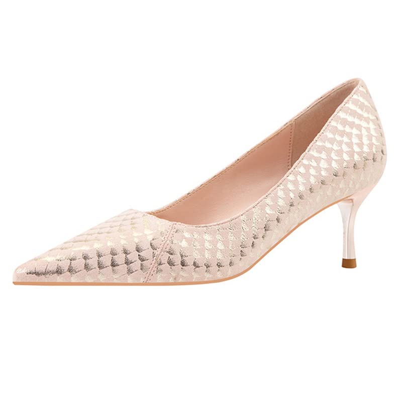 ChaiRong Zhou Women's Sexy High Heels Pointed Toe Low Heel Pumps Fashion Thin Heeled Slip-On Evening Dress Mid Heels for Ladies2