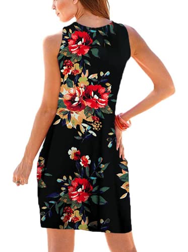 Image of Camisunny Women Casual Loose Tank Dresses Sleeveless Beach Vacation Dress Swing Pleated U Neck Fashion Soft