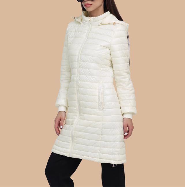 Dninmim Chaqueta acolchada larga y cálida para mujer con capucha ajustable, parka de invierno para exteriores