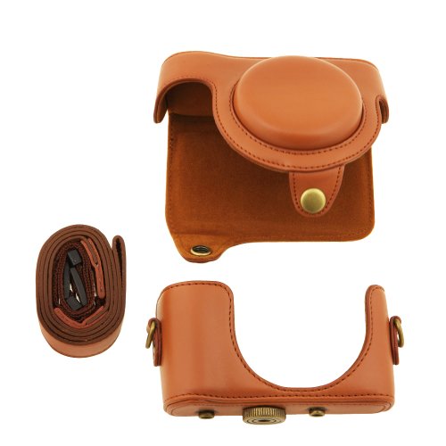 TARION® Marrón Funda para Sony HX50V de Cuero PU Bolsa de Cámara para Sony DSC- HX50V Calidad Alta