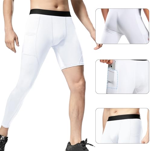 Men’s One Leg Compression Pants Full Length Tight Basketball 1/2 Single Leg Long Pant Base Layer Leggings Underwear3