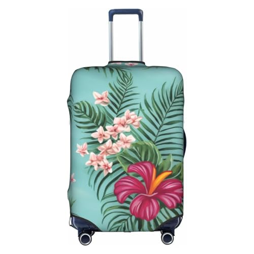 Elastic Luggage Covers For Suitcases Hawaiian Tropical Leaves Flowers Suitcase Cover, Durability Trolley Case Protector, Travel Luggage Cover Suitcase Protector Fits 18-32 Inch Luggage