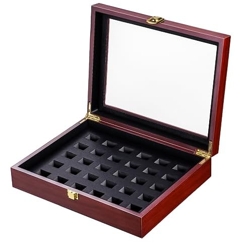 Cooyes Ring Display Case Championship, Sports Baseball Ring Display Case Box for Multiple Rings and for Single/Replica/Softball Ring Display Sports Fan Souvenirs Cover